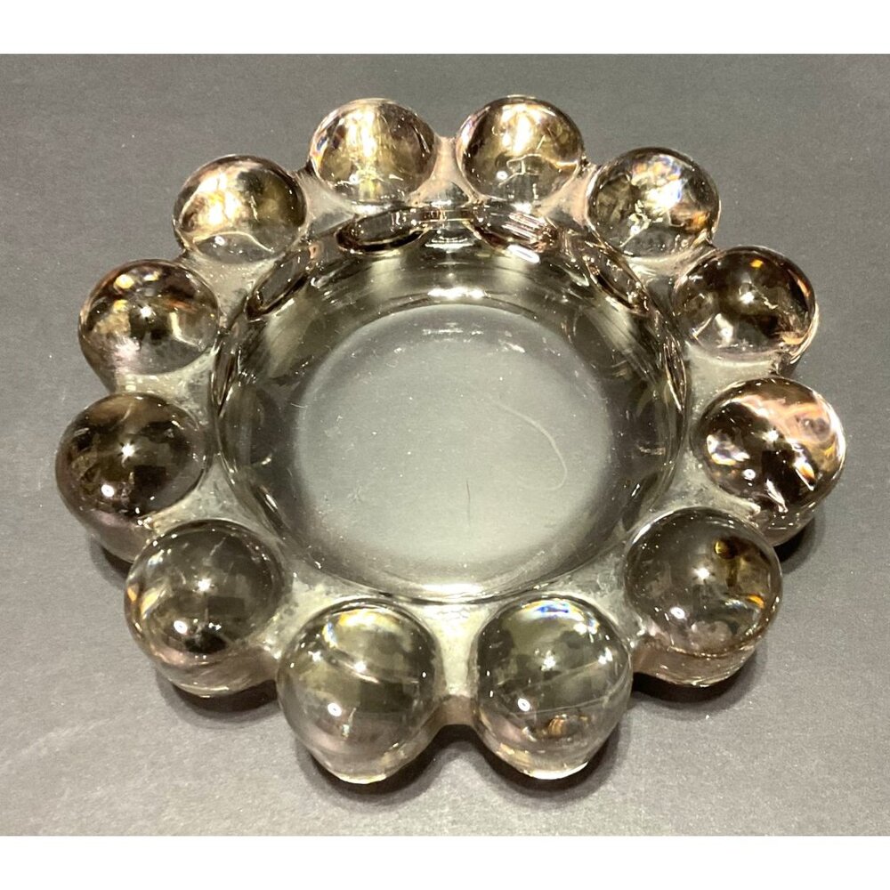 Vtg Boopie Bubble Ashtray Anchor Hocking Clear MCM Style 5" in Diam Retro Mid Ce